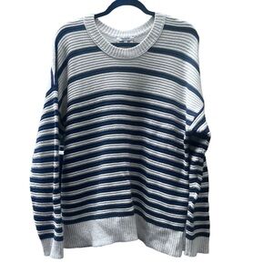 Madewell Greensboro Button-Back Sweater Size Large. Striped Long Sleeve